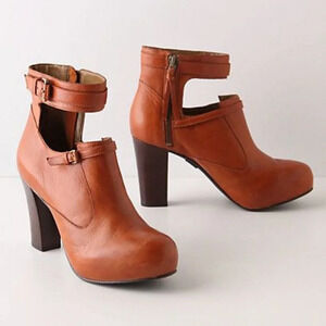 Anthropologie Schuler & Sons "Steeplechase" Ankle Boots, Brown Leather, Size 7.5